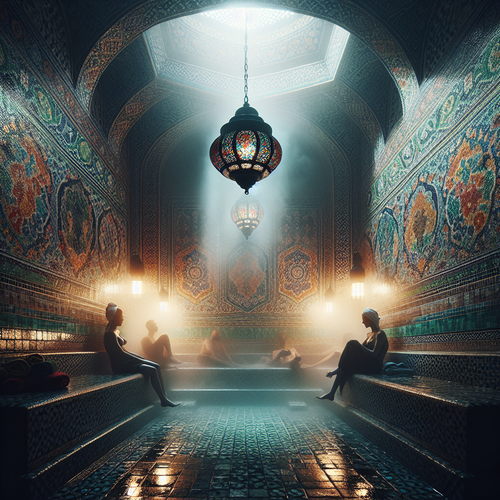 Intérieur lumineux d'un hammam traditionnel orné de mosaïques - hammam-traditionnel.jpg
